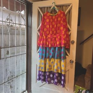 Plus size Eshakti Polka dot Multicolored Layered Ruffle Dress